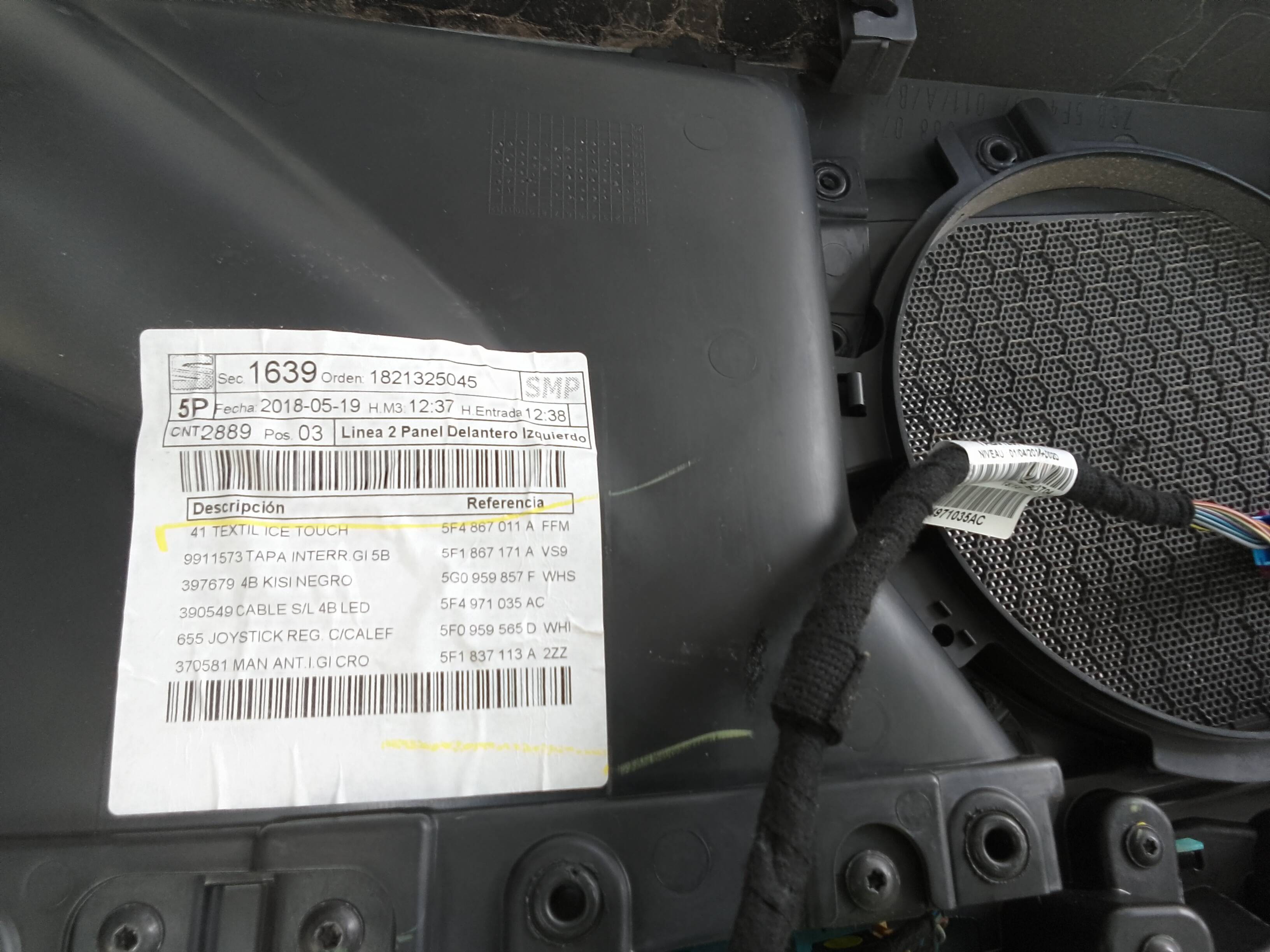 Guarnecido puerta delantera izquierda seat leon (5f1)(09.2012->)