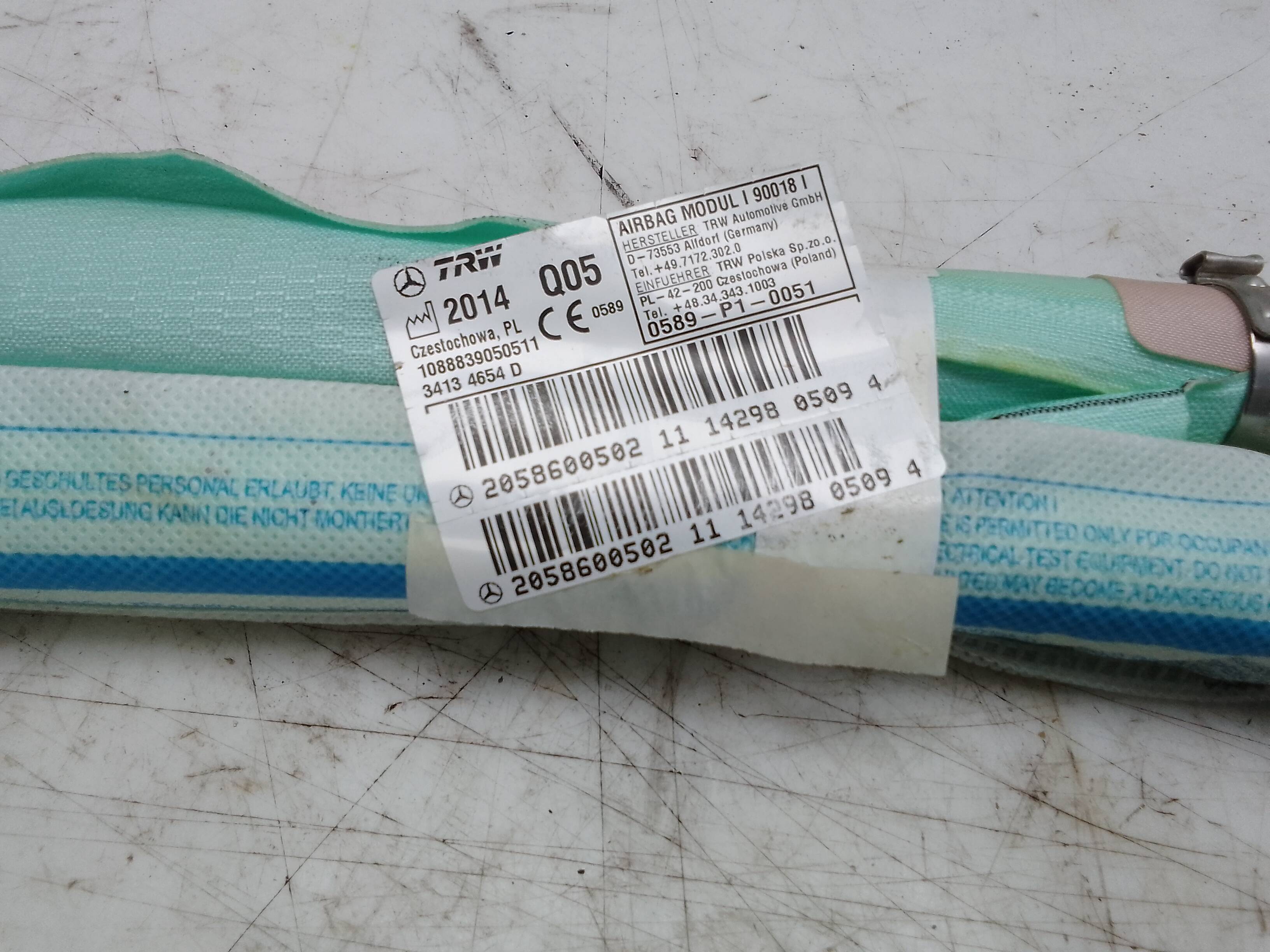 Airbag cortina derecha mercedes-benz clase c (bm 205) berlina (03.2014->)