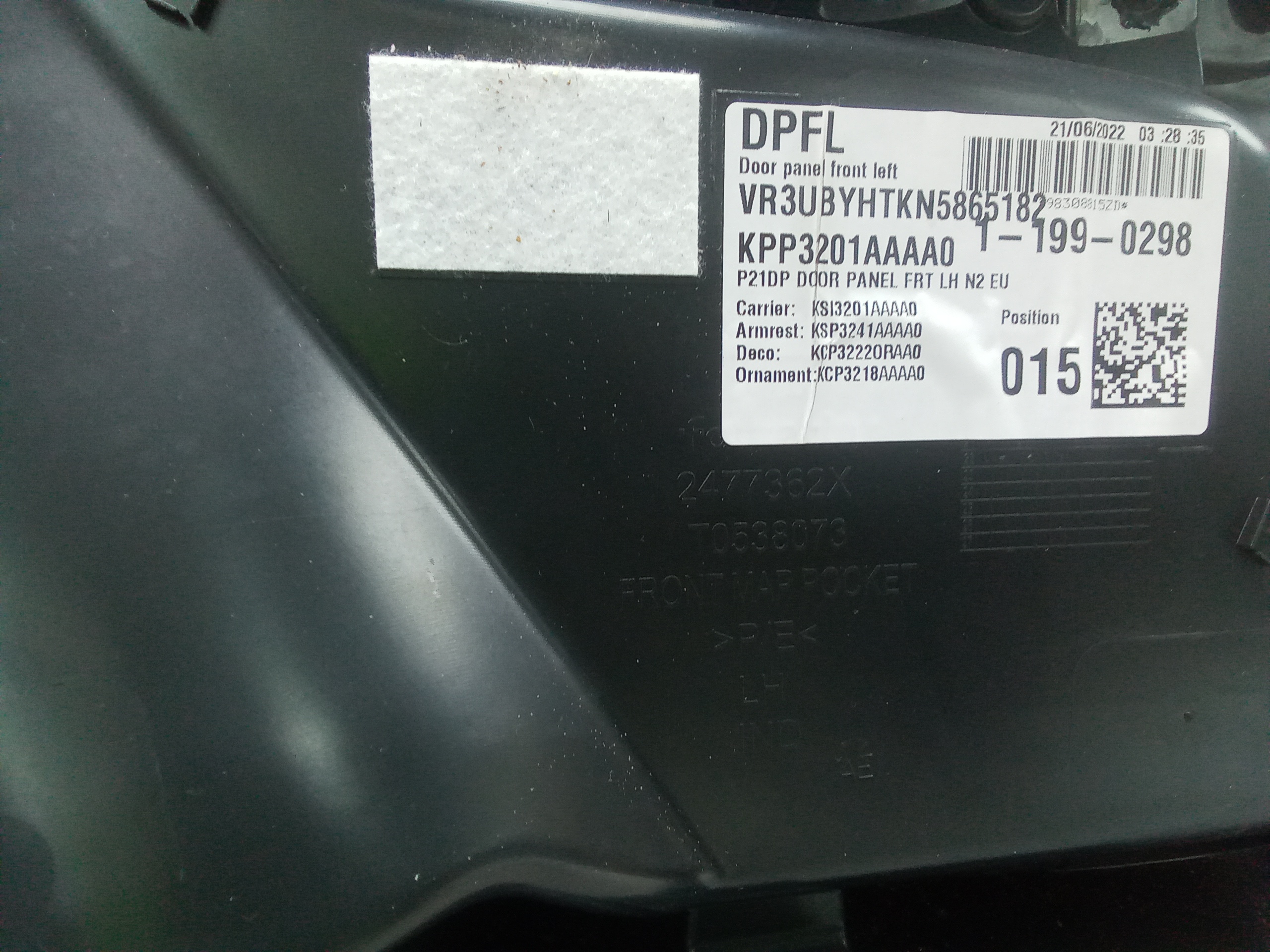 Guarnecido puerta delantera izquierda peugeot 208 (p2)(06.2019->)