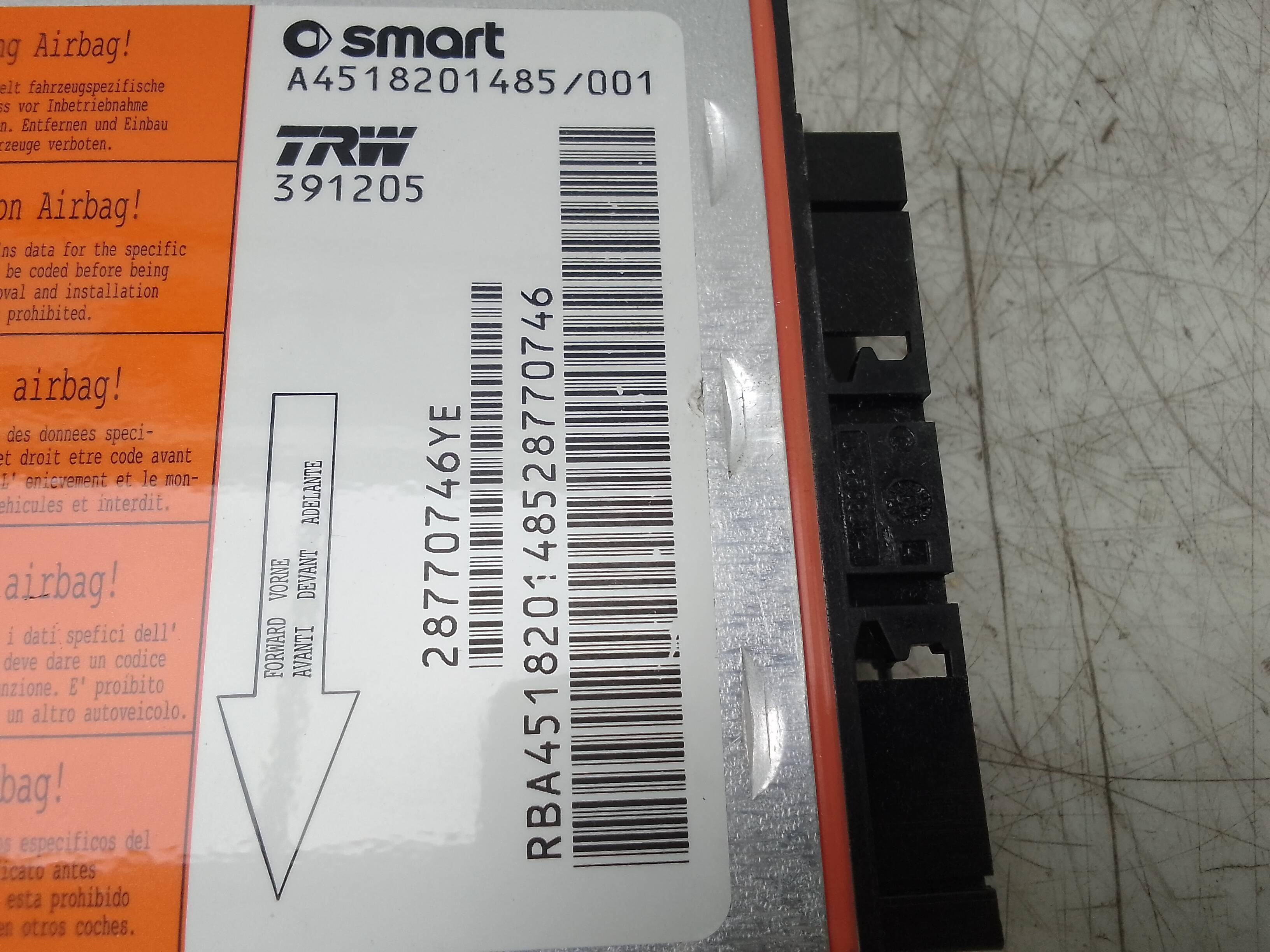 Centralita airbag smart fortwo coupe (01.2007->)