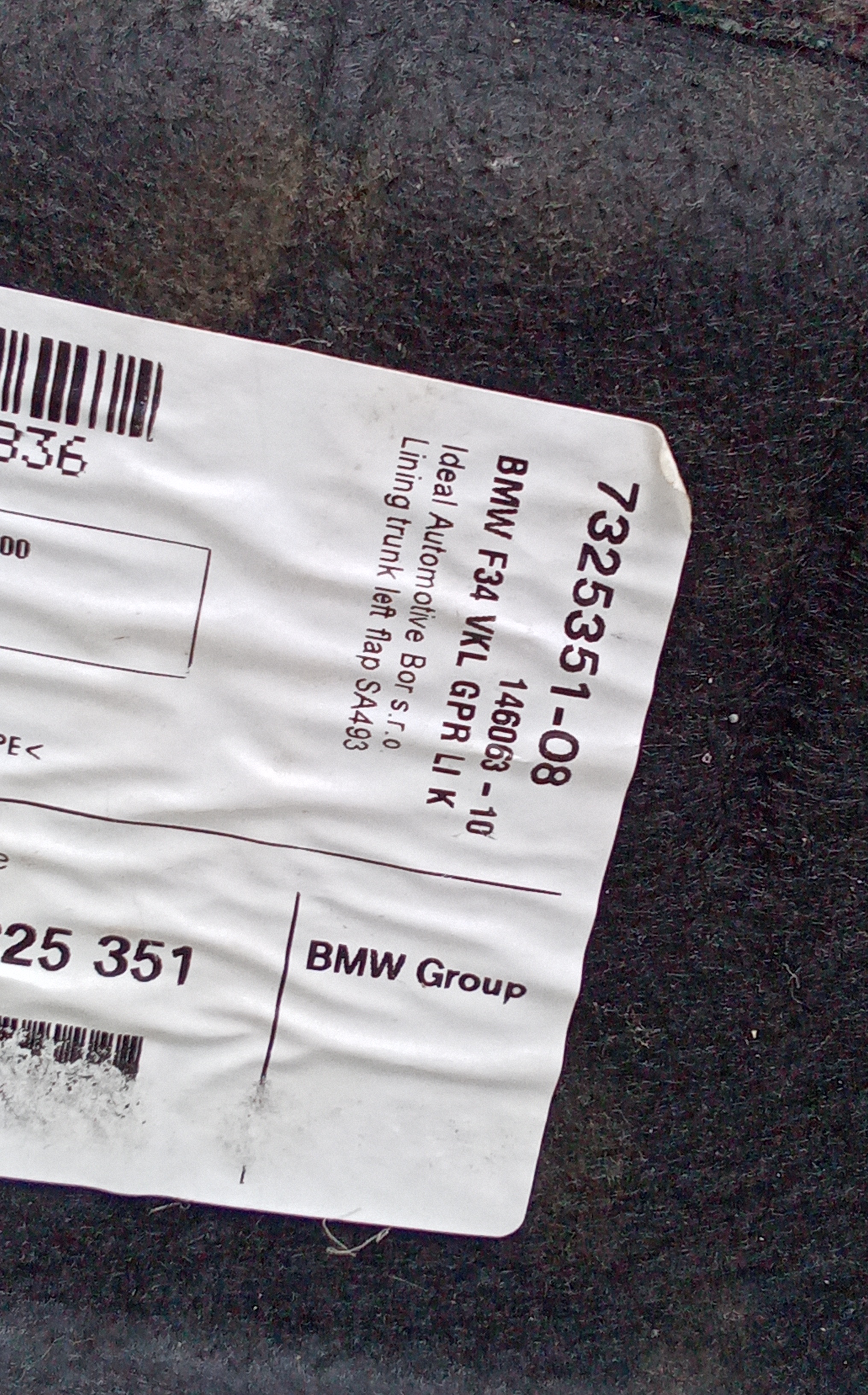 Guarnecido derecho maletero bmw serie 3 gran turismo (f34)(2013->)